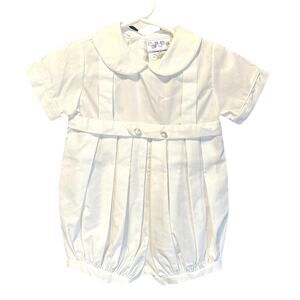 Vintage Alexis Baby Romper 9M, White Peter Pan Collar, Made in USA